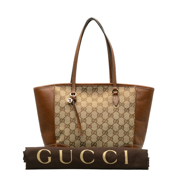 グッチ GGキャンバス ハンドバッグ 353119 ベージュ ブラウン キャンバス レザー レディース GUCCI 【中古】