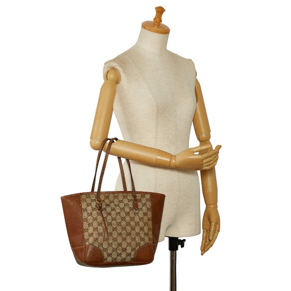 グッチ GGキャンバス ハンドバッグ 353119 ベージュ ブラウン キャンバス レザー レディース GUCCI 【中古】