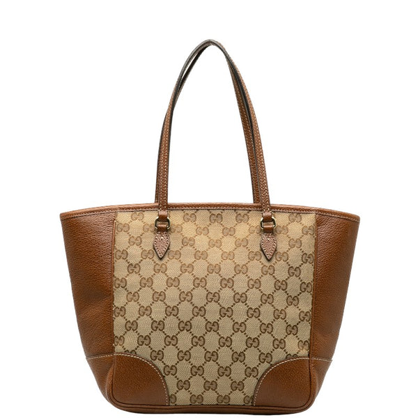 グッチ GGキャンバス ハンドバッグ 353119 ベージュ ブラウン キャンバス レザー レディース GUCCI 【中古】