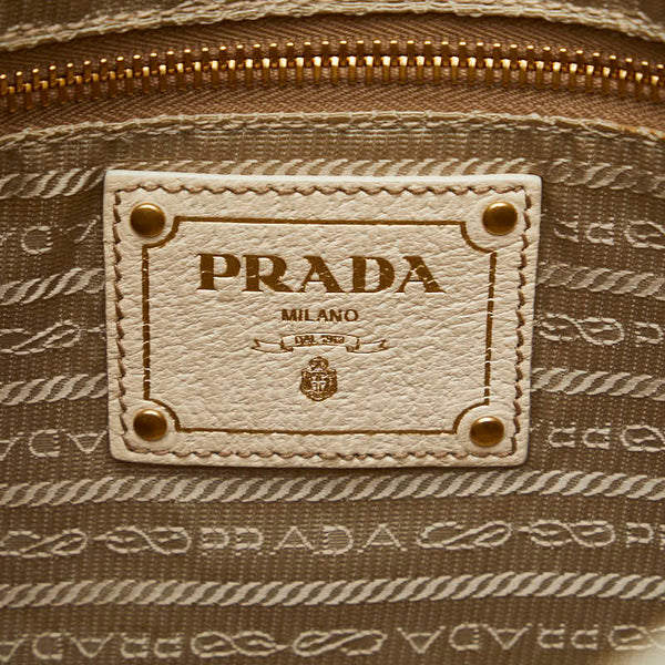 プラダ 総柄 ハンドバッグ BR3745 ホワイト マルチカラー キャンバス レザー レディース PRADA 【中古】