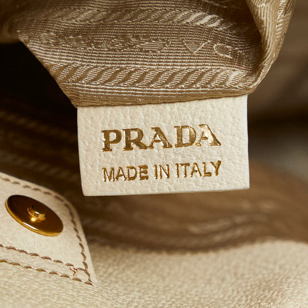 プラダ 総柄 ハンドバッグ BR3745 ホワイト マルチカラー キャンバス レザー レディース PRADA 【中古】
