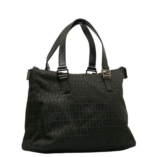 フェンディ ズッキーノ ハンドバッグ 8BH134 ブラック キャンバス レザー レディース FENDI 【中古】