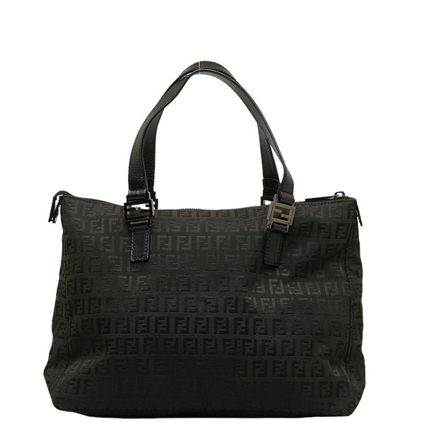 フェンディ ズッキーノ ハンドバッグ 8BH134 ブラック キャンバス レザー レディース FENDI 【中古】