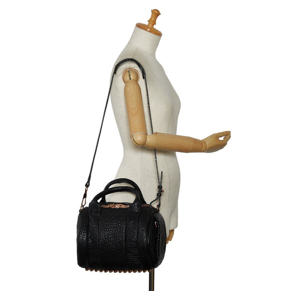 アレキサンダーワン ロッキー スタッズ ミニボストンバッグ ハンドバッグ ショルダーバッグ 2WAY ブラック レザー レディース Alexander Wang 【中古】
