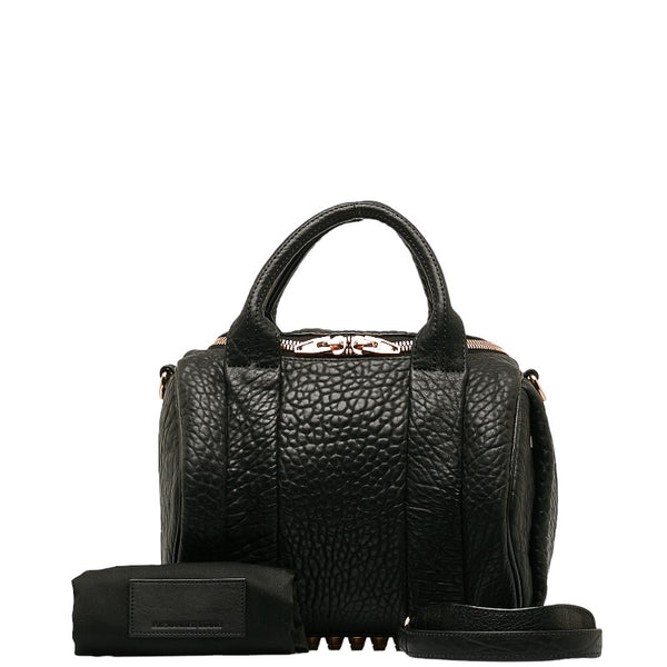 アレキサンダーワン ロッキー スタッズ ミニボストンバッグ ハンドバッグ ショルダーバッグ 2WAY ブラック レザー レディース Alexander Wang 【中古】