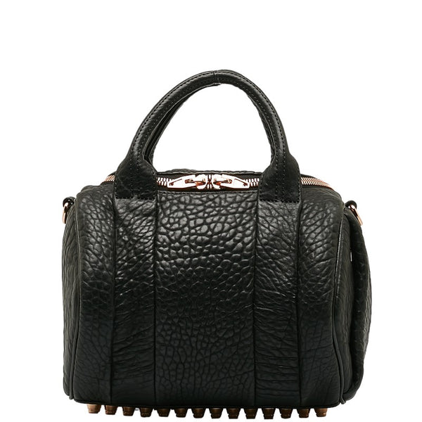 アレキサンダーワン ロッキー スタッズ ミニボストンバッグ ハンドバッグ ショルダーバッグ 2WAY ブラック レザー レディース Alexander Wang 【中古】