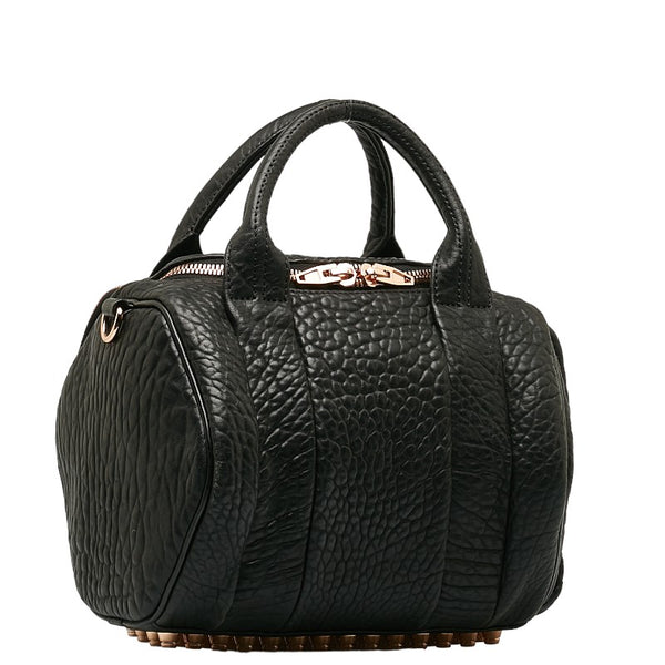 アレキサンダーワン ロッキー スタッズ ミニボストンバッグ ハンドバッグ ショルダーバッグ 2WAY ブラック レザー レディース Alexander Wang 【中古】