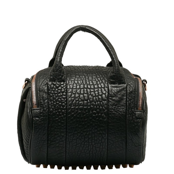 アレキサンダーワン ロッキー スタッズ ミニボストンバッグ ハンドバッグ ショルダーバッグ 2WAY ブラック レザー レディース Alexander Wang 【中古】