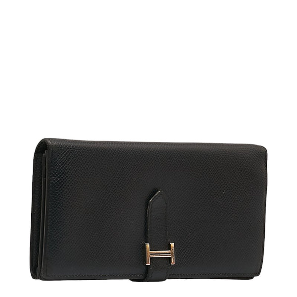 エルメス ベアンスフレ 長財布 ブラック ヴォーエプソン レディース HERMES 【中古】