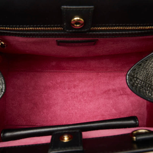 ブルガリ セルペンティ ハンドバッグ ブラック レザー パイソン レディース BVLGARI 【中古】
