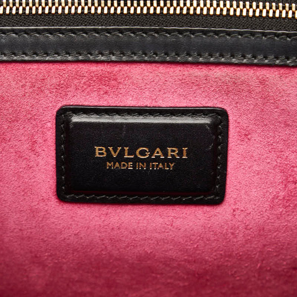 ブルガリ セルペンティ ハンドバッグ ブラック レザー パイソン レディース BVLGARI 【中古】