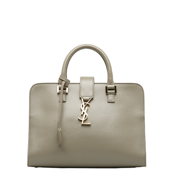 サンローラン カバスS ハンドバッグ ショルダーバッグ 2WAY 472469 グレー レザー レディース SAINT LAURENT 【中古】