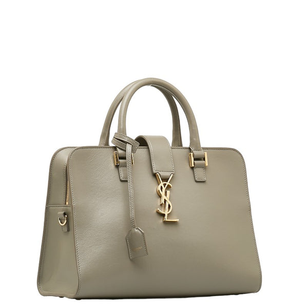 サンローラン カバスS ハンドバッグ ショルダーバッグ 2WAY 472469 グレー レザー レディース SAINT LAURENT 【中古】