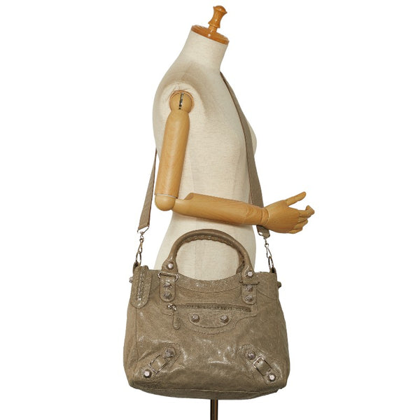 バレンシアガ ザ ジャイアント ヴェロ ハンドバッグ ショルダーバッグ 2WAY 263244 グレー レザー レディース BALENCIAGA 【中古】