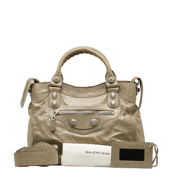 バレンシアガ ザ ジャイアント ヴェロ ハンドバッグ ショルダーバッグ 2WAY 263244 グレー レザー レディース BALENCIAGA 【中古】