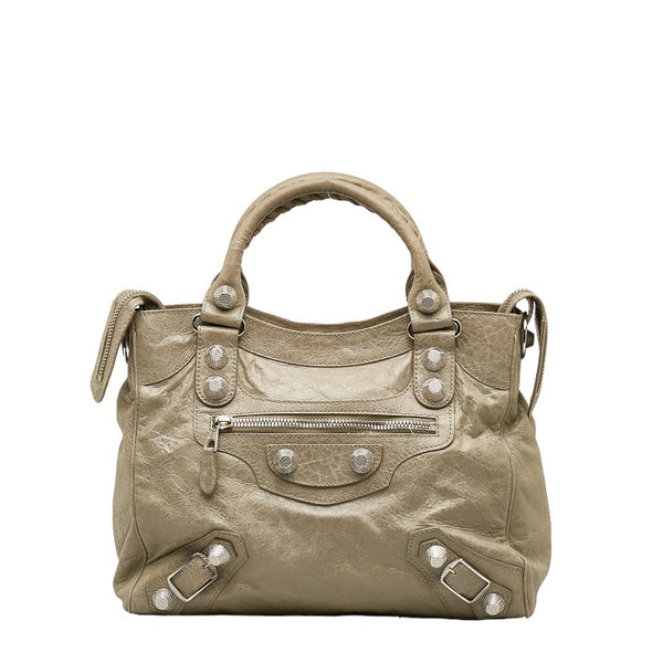 バレンシアガ ザ ジャイアント ヴェロ ハンドバッグ ショルダーバッグ 2WAY 263244 グレー レザー レディース BALENCIAGA 【中古】