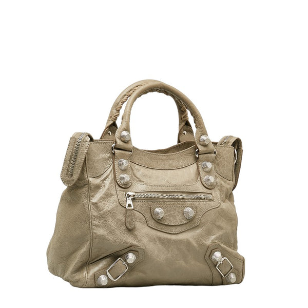 バレンシアガ ザ ジャイアント ヴェロ ハンドバッグ ショルダーバッグ 2WAY 263244 グレー レザー レディース BALENCIAGA 【中古】