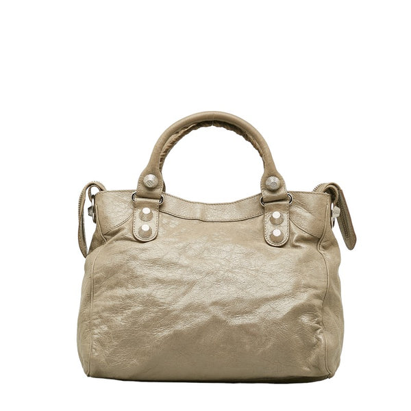 バレンシアガ ザ ジャイアント ヴェロ ハンドバッグ ショルダーバッグ 2WAY 263244 グレー レザー レディース BALENCIAGA 【中古】