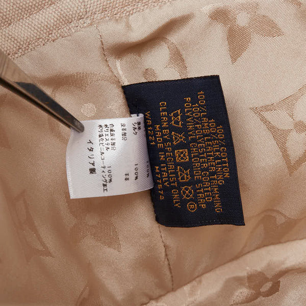ルイ ヴィトン LVロゴ バケットハット サイズ：S M77574 ホワイト ベージュ コットン レザー レディース LOUIS VUITTON 【中古】