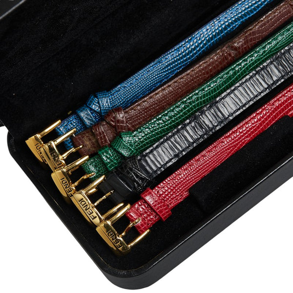 フェンディ カメレオン チェンジベルト5色 腕時計 640L クオーツ シルバー文字盤 メッキ レザー レディース FENDI 【中古】