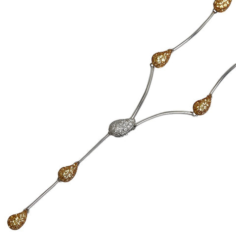 クイーン イエロー K18YG イエローゴールド K18WG ホワイトゴールド イエローサファイア2.77ct ダイヤ0.47ct ティアドロップ ネックレス レディース Queen 【中古】