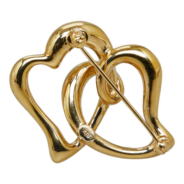 ゴールド K18YG イエローゴールド オープン ハート ブローチ レディース 【中古】