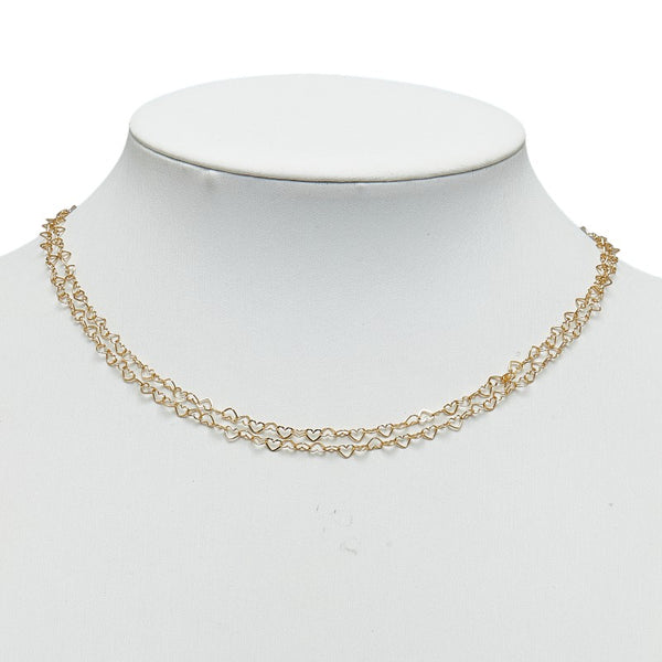 スタージュエリー K18YG イエローゴールド ハート チェーン ロング ネックレス レディース STAR JEWELRY 【中古】
