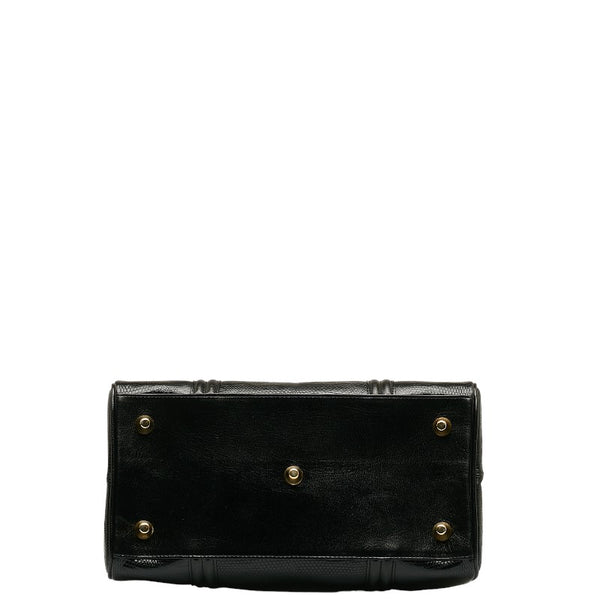 サンローラン 型押し ハンドバッグ トートバッグ ブラック リザード レディース SAINT LAURENT 【中古】