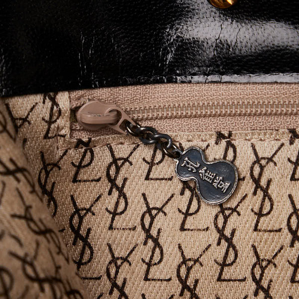 サンローラン 型押し ハンドバッグ トートバッグ ブラック リザード レディース SAINT LAURENT 【中古】