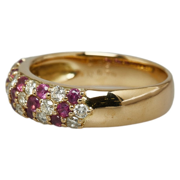 K18YG イエローゴールド ルビー0.70ct ダイヤ0.50ct リング 指輪 レディース 14号 【中古】