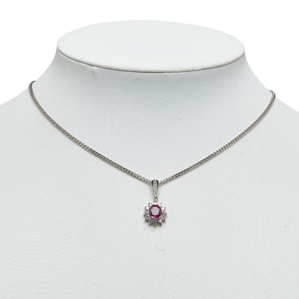 Pt900 プラチナ Pt850 プラチナ ルビー1.17ct ダイヤ0.44ct ペンダントネックレス レディース 【中古】