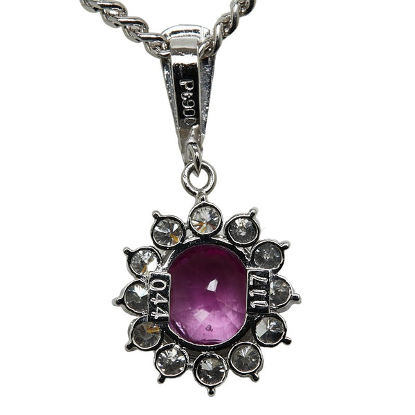 Pt900 プラチナ Pt850 プラチナ ルビー1.17ct ダイヤ0.44ct ペンダントネックレス レディース 【中古】