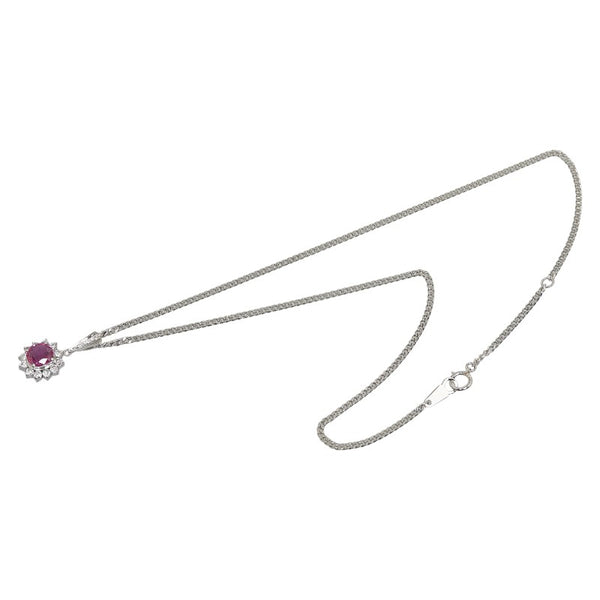 Pt900 プラチナ Pt850 プラチナ ルビー1.17ct ダイヤ0.44ct ペンダントネックレス レディース 【中古】