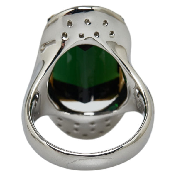Pt900 プラチナ K18 ゴールド コンビ グリーントルマリン11.12ct ダイヤ0.22ct リング 指輪 レディース 12号 【中古】