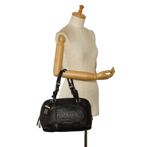 プラダ ハンドバッグ ブラック レザー レディース PRADA 【中古】