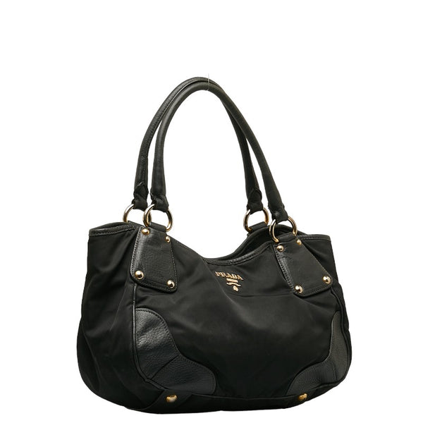 プラダ ハンドバッグ ブラック ナイロン レザー レディース PRADA 【中古】