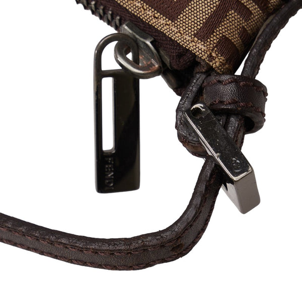 フェンディ ズッキーノ 斜め掛け ショルダーバッグ ベージュ ブラウン キャンバス レザー レディース FENDI 【中古】