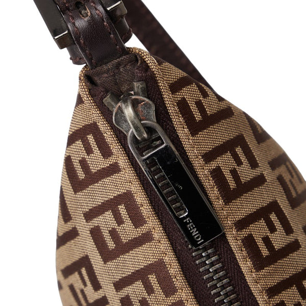 フェンディ ズッキーノ 斜め掛け ショルダーバッグ ベージュ ブラウン キャンバス レザー レディース FENDI 【中古】