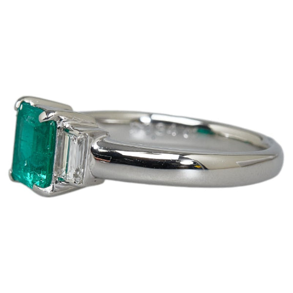 Pt900 プラチナ エメラルド1.13ct ダイヤ0.34ct リング 指輪 レディース 12号 【中古】