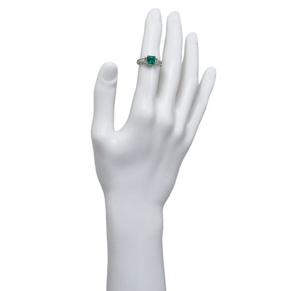 Pt900 プラチナ エメラルド1.13ct ダイヤ0.34ct リング 指輪 レディース 12号 【中古】