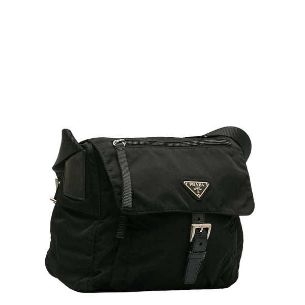 プラダ 斜め掛け ショルダーバッグ ブラック ナイロン レディース PRADA 【中古】