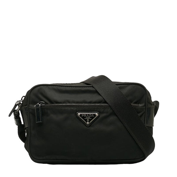 プラダ 斜め掛け ショルダーバッグ ブラック ナイロン レディース PRADA 【中古】