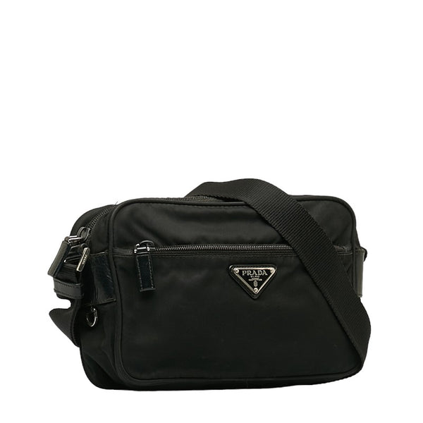 プラダ 斜め掛け ショルダーバッグ ブラック ナイロン レディース PRADA 【中古】