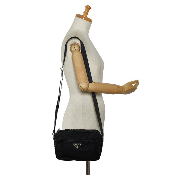 プラダ 斜め掛け ショルダーバッグ ブラック ナイロン レディース PRADA 【中古】