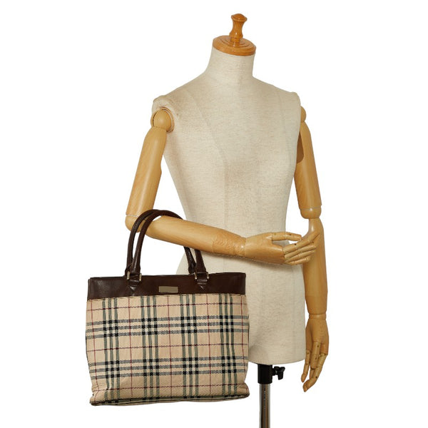 グッチ ノバチェック ハンドバッグ ベージュ ブラウン キャンバス レザー レディース GUCCI 【中古】