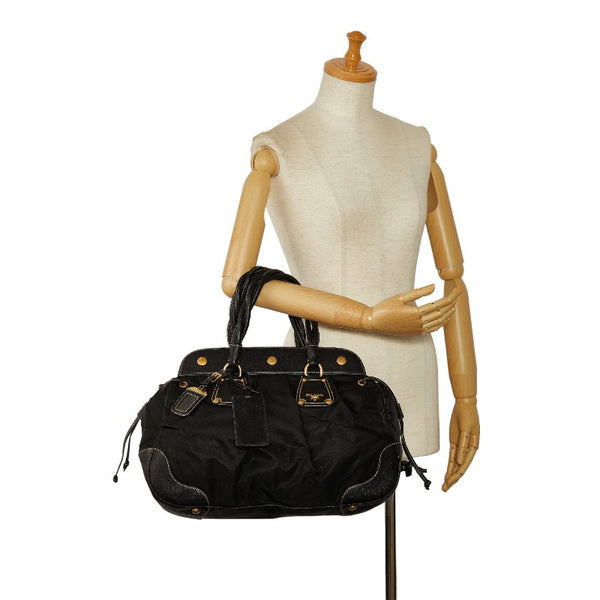 プラダ ハンドバッグ トートバッグ BN1442 ブラック ナイロン レザー レディース PRADA 【中古】