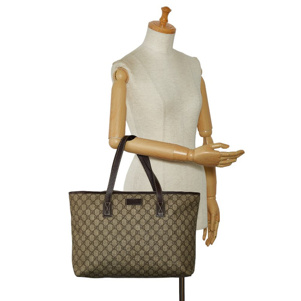 グッチ GGスプリーム トートバッグ 211137 ベージュ PVC レザー レディース GUCCI 【中古】