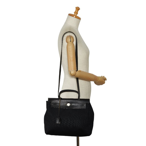 エルメス エールバッグPM ハンドバッグ ショルダーバッグ 2WAY ブラック トワルオフィシエ レザー レディース HERMES 【中古】