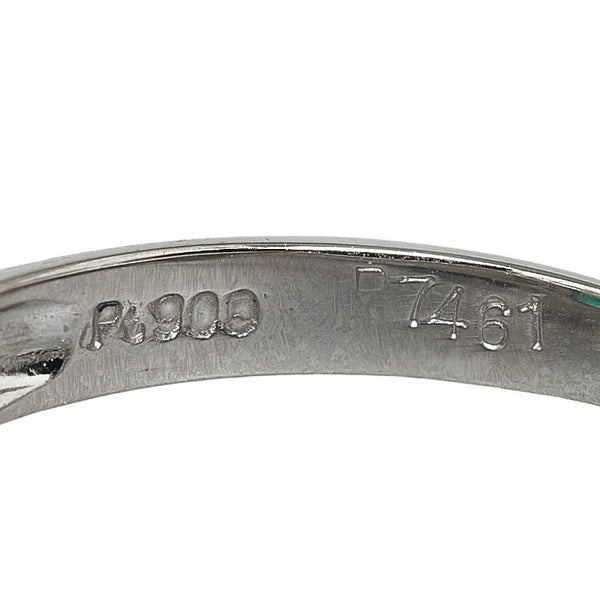 Pt900 プラチナ エメラルド0.90ct ダイヤ0.38ct スクエア リング 指輪 レディース 12号 【中古】