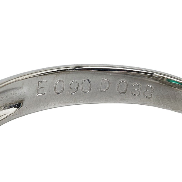 Pt900 プラチナ エメラルド0.90ct ダイヤ0.38ct スクエア リング 指輪 レディース 12号 【中古】